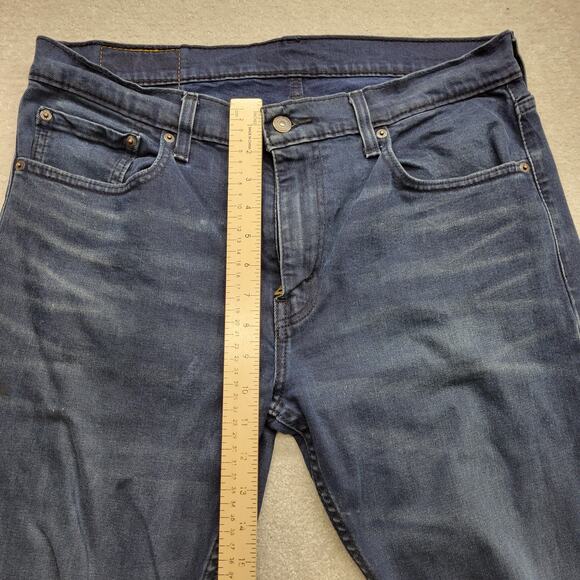 Levi’s 512 Men’s Dark Blue Jeans 33x32 Slim Taper Stretch Wash Light Distress - Picture 4 of 9